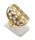 Anel Inox dourado Flor da Vida