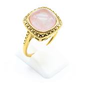 Anel Sinete Aço Inoxidável Quartzo Rosa