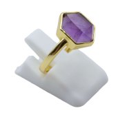 Anel Prata 925 Ametista Hexagonale