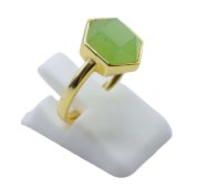 Anel Prata 925 Jade Verde Hexagonale