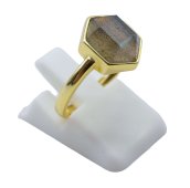 Anel Prata 925 Labradorita Hexagonale