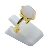 Anel Prata 925 Pedra de Lua Hexagonale