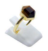 Anel Prata 925 Olho de Tigre Hexagonale