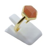 Anel Prata 925 Pedra de Sol Hexagonale