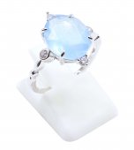 Anel Prata 925 Aigue Marine Ovale Impérial