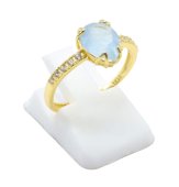 Anel Prata 925 Aigue Marine Goutte