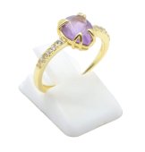 Anel Prata 925 Ametista Goutte