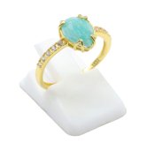 Anel Prata 925 Amazonita Goutte