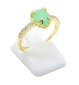 Anel Prata 925 Jade Verde Goutte