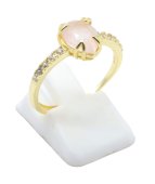 Anel Prata 925 Quartzo Rosa Goutte