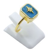 Anel Prata 925 Apatite Rectangle + Charme