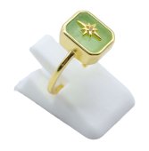 Anel Prata 925 Jade Verde Rectangle + Charme