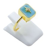 Anel Prata 925 Larimar Rectangle + Charme