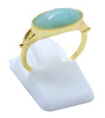 Anel Prata 925 Amazonita Ovale