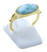 Anel Prata 925 Larimar Ovale