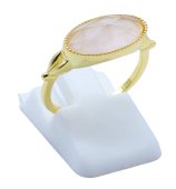 Anel Prata 925 Quartzo Rosa Ovale