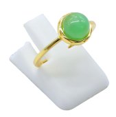 Anel Prata 925 Jade Verde Ronde