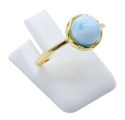 Anel Prata 925 Larimar Ronde