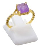 Anel Prata 925 Ametista Carrée