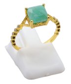 Anel Prata 925 Amazonita Carrée