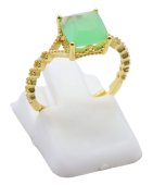 Anel Prata 925 Jade Verde Carrée