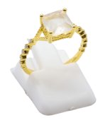 Anel Prata 925 Pedra de Lua Carrée