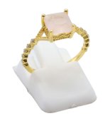 Anel Prata 925 Quartzo Rosa Carrée