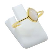 Anel Prata 925 Pedra de Lua Marquise