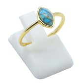 Anel Prata 925 Turquoise Marquise