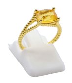 Anel Prata 925 Citrino Natural Rectangle