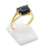 Anel Prata 925 Ónix Rectangle