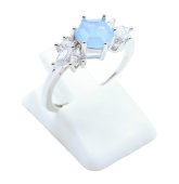 Anel Prata 925 'Flocon d'Argent' - Aigue Marine