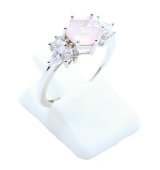 Anel Prata 925 'Flocon d'Argent' - Quartzo Rose