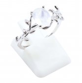 Anel Prata 925 'Murmure de Laurier' - Pedra de Lua