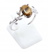 Anel Prata 925 'Murmure de Laurier' - Olho de Tigre