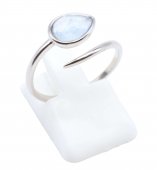 Anel Prata 925 'Serpent Argenté' - Aigue Marine