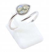 Anel Prata 925 'Serpent Argenté' - Labradorita