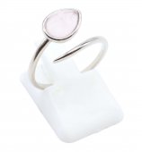 Anel Prata 925 'Serpent Argenté' - Quartzo Rose