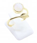 Anel Prata 925 'Feuille d'Or' - Pedra de Lua