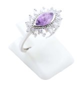 Anel Prata 925 'Oeil Solaire' - Ametista