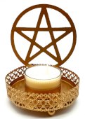Castiçal à Réflexion Métal Pentacle 11cm