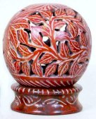 Castiçal Pedra Globe Flores Vermelho 10cm