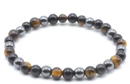 Pulseira Protection Obsidiana Preta, Hematite, Olho de Tigre perles 6mm