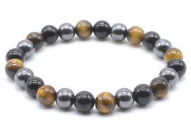 Pulseira Protection Obsidiana Preta, Hematite, Olho de Tigre perles 8mm