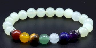 Pulseira Jade Verde & 7 Chakras perles 8mm