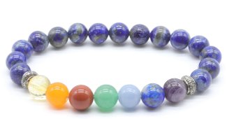 Pulseira Lápis-Lazúli & 7 Chakras perles 8mm