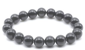 Pulseira Obsidiana Preta Dourada perles 10mm