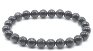 Pulseira Obsidiana Preta Dourada perles 8mm