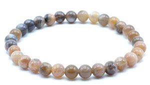 Pulseira Pedra de Sol Preta 'AA' perles 6mm