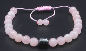 Pulseira Ajustable Quartzo Rosa perles 8mm
